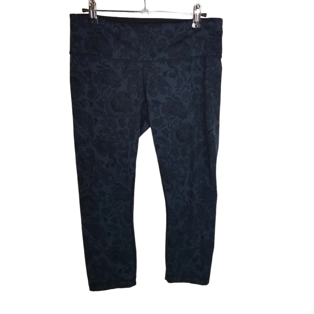 Lululemon Wunder Under blue black paisley crop leggings